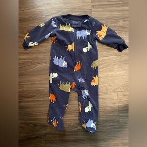 Carter's Navy Fleece Warm and Cozy Buffalo print Footie size 6M